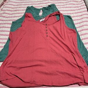 Ricki’s and warehouse one sleeveless tops xxl-  Pinkish  and Green Tank Tops